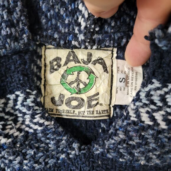 Baja Joe Adult Small S Blue Long Sleeve Hooded Poncho Rug Pullover Unisex - Picture 4 of 5